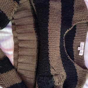 Olive & Oak Black and Brown Striped Sweater